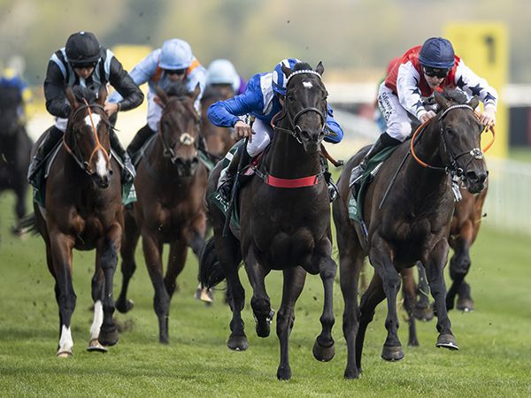 Mohaather (centre) winning the G3 Greenham Stakes